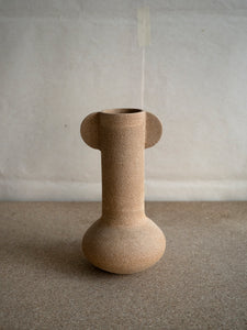 hand turned vase with two hear by French ceramicist Marta Dervin