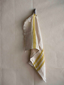 high quality linen placemat with yellow stripes by Libeco