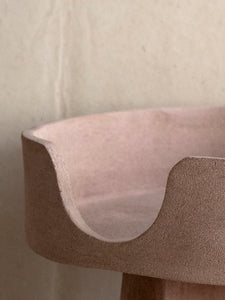detail of texture on pink ceramic sculpture by Léa Munsch