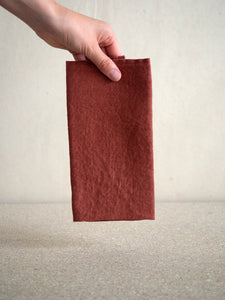 red brick washed linen napkin by French brand Linge Particulier
