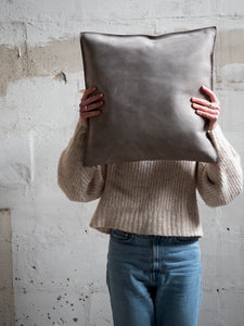 light grey Nairobi leather pillow by Philomijn